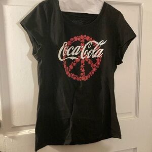 Coca-Cola Black T-Shirt with Red Peace Sign